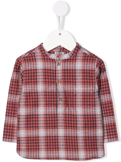 Bonton Babies' Checked Cotton Shirt In Red