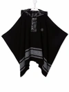 Moncler Black Poncho For Kids With Logo In Black