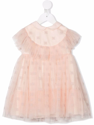 Fendi Babies' Pink Ff-embellished Ruffled Tulle Dress 12-24 Months 12 Months