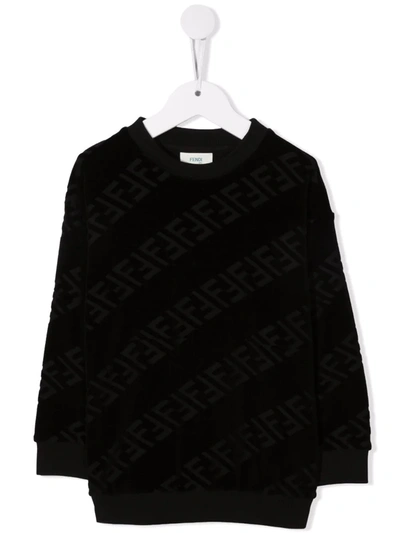 Fendi Black Sweatshirt For Kids With Doubles Ff