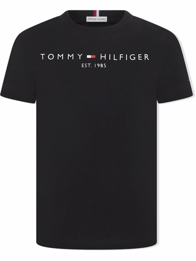 Tommy Hilfiger Junior Teen Logo-print Crewneck T-shirt In Black