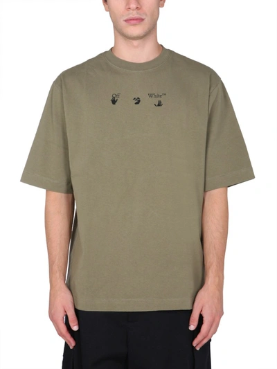 Off-white "negative Arrow" T-shirt In Green