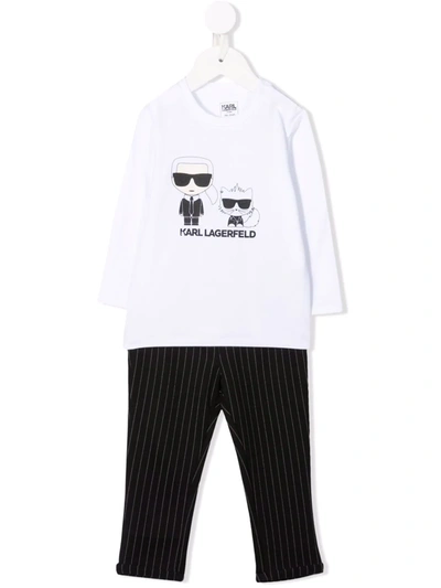 Karl Lagerfeld Babies' Ikonik Karl Choupette Trousers Set In 白色