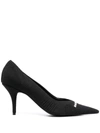 Balenciaga Textured Recycled Knit Logo Pumps In Schwarz