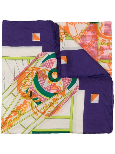 Pre-owned Hermes  Graphic Print Scarf In 白色