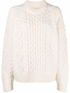 Loulou Studio Secas Cable Knit Wool & Cashmere Sweater In White