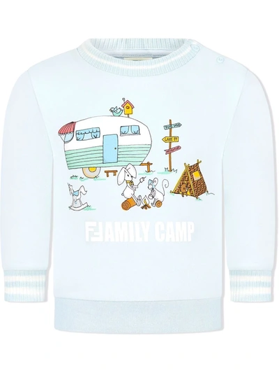 Fendi Babies' Family Camp Print Sweatshirt In 蓝色