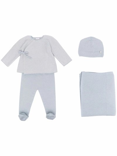 Paz Rodriguez Babies' Cotton Jumper, Leggings, Hat And Blanket Set (1-6 Months) In 蓝色