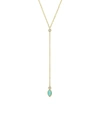 Jennifer Meyer 18k Yellow Gold Diamond Bezel With Turquoise Marquise Lariat Necklace