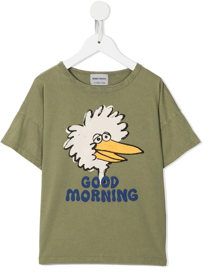 Bobo Choses Kids' Birdie Print Short-sleeve T-shirt In Green