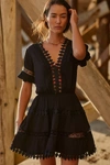 Peixoto Ora Cotton Embroidered Mini Dress Swim Cover Up In Black