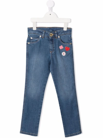 Lanvin Enfant Kids' Badge-detail Jeans In Blue