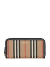 BURBERRY BURBERRY ICON STRIPE E-CANVAS AND LEATHER ZIP-AROUND WALLET