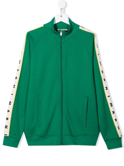 Marni Teen Logo-tape Track Jacket In Green