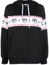 Chiara Ferragni Logomania Drawstring Hoodie In Black