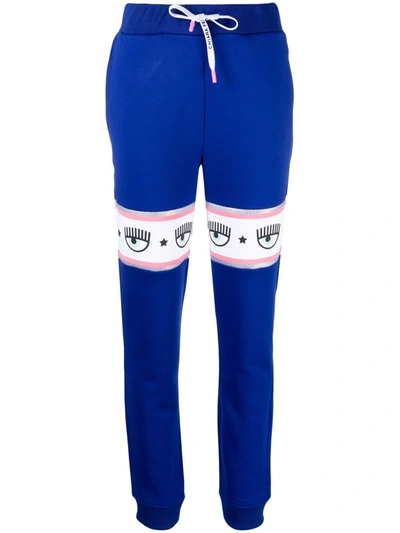 Chiara Ferragni Evil Eye Motif Sweatpants In Blue