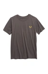 True Religion Kids' Gold Buddha Logo Tee In Charcoal Gray