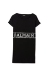 BALMAIN T-SHIRT DRESS WITH RHINESTONES,6P1240 J0006T 930