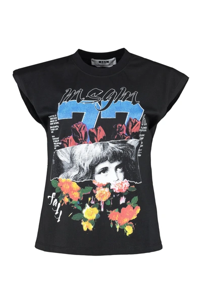 Msgm Cotton Crew-neck T-shirt In Black