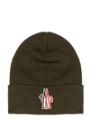 Moncler Logo Patch Ribbed Virgin Wool Beanie