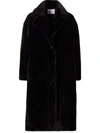 Stand Studio Notched-lapels Midi Faux-fur Coat In Schwarz