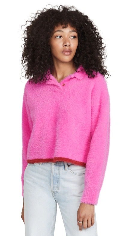 Jacquemus Le Polo Neve Textured Jumper In Pink