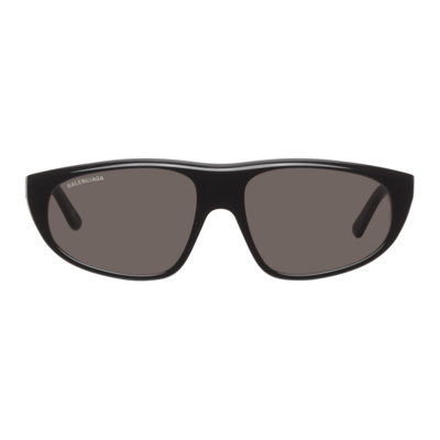 Balenciaga Black Flat Top Wrap Sunglasses In 001 Black