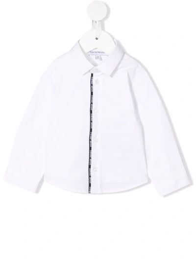 Emporio Armani Babies' Logo-print Cotton Shirt In White