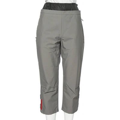 Pre-owned Prada Sports Grey Synthetic Waist Insert Detail Trousers M