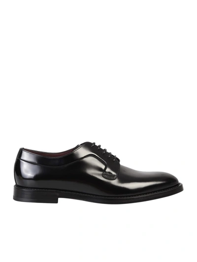 Dolce & Gabbana Raffaello Brushed Leather Derby Shoes In Black