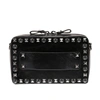 VALENTINO GARAVANI GUITAR ROCKSTUD ROLLING NOIR SATCHEL WITH STUDS AND STONES,249095002