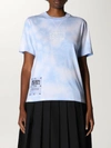 Mcq By Alexander Mcqueen Eden High By Mcq Cotton Tshirt With Logo And Tie Dye Print In Gnawed Blue