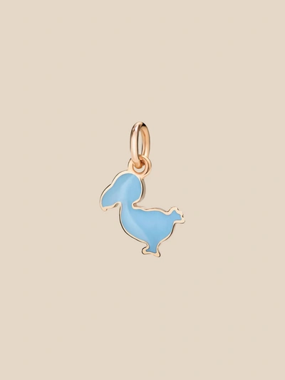 Dodo Junior  Charm In 9 Kt Pink And Blue Enamel In Gnawed Blue