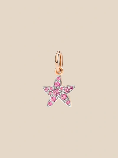 Dodo Stellina  Charm In 9 Kt Rose Gold And Red Spinel In Pink