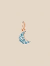 DODO MOON CHARM IN 9 KT ROSE GOLD AND BLUE TOPAZ,330879011