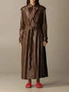 Bottega Veneta Leather Oversized Belted Trench Coat In Dark
