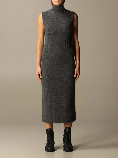 Fendi Midi Dress In Wool And Cashmere In Grey