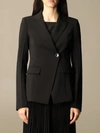 Patrizia Pepe Asymmetrical Crêpe Jacket In Black