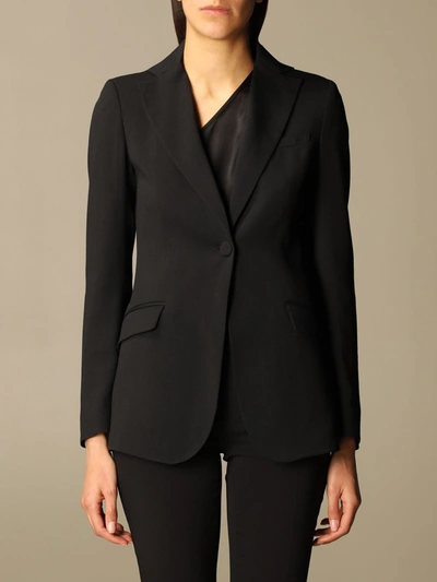 L'autre Chose Singlebreasted Jacket In Crepe In Black