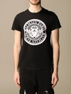 Balmain Crew Neck Black T-shirt With Graphic Print In Black