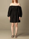 Patrizia Pepe Short Dress In Cotton In Black