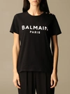 Balmain T -shirt Paris Logo Print Black In Black