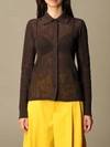 Bottega Veneta Shirt In Mesh And Technical Cotton In Brown