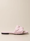 Bottega Veneta Rubber Sole Flat Sandal Bandage White In Lilac