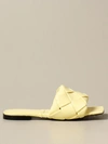 Bottega Veneta Bv Lido Flat Sandal In Woven Nappa In Yellow