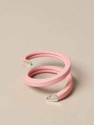 Bottega Veneta Leather Cuff Bracelet In Pink