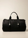 Prada Duffle Bag In Technical Nylon With Triangular Logo In Black
