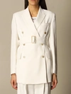 Golden Goose Double-breasted Clizia Blazer With Belt At The Waist In White