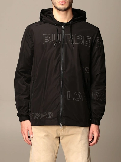 Burberry Stretton  Hooded Jacket In Taffeta With Horseferry Print In Black