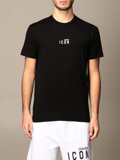 Dsquared2 Cotton Tshirt With Logo In Black